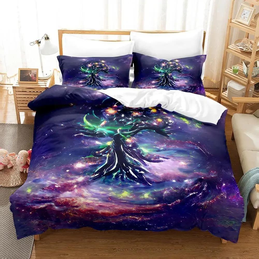 Nytt Yggdrasil Träd Runor sängkläder Set Enkelt Twin Fullt Queen King Size Sängset Vuxen Barn Sovrum Påslakan Set Anime Säng Nytt
