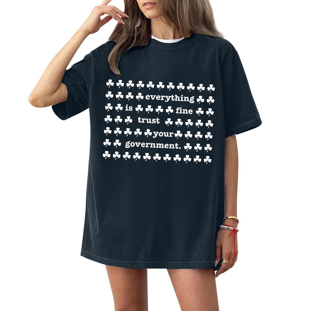 Women's And Men's Fashionable Round Neck Casual Print Short Sleeved T-shirt Top