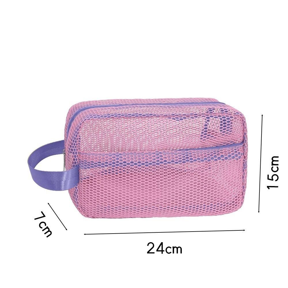 Candy Color Mesh Cosmetic Bag Large Capacity Transparent Sundries Storage Bag with Zipper Internal Pocket