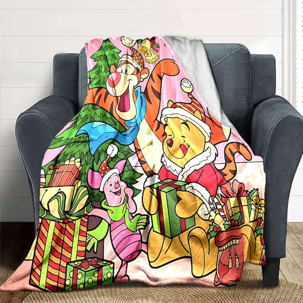 Christmas Winnie Pooh Party Blanket Soft Throw Blanket For Home Bedroom Bed Sofa Travel Office Solid Christmas Blanket
