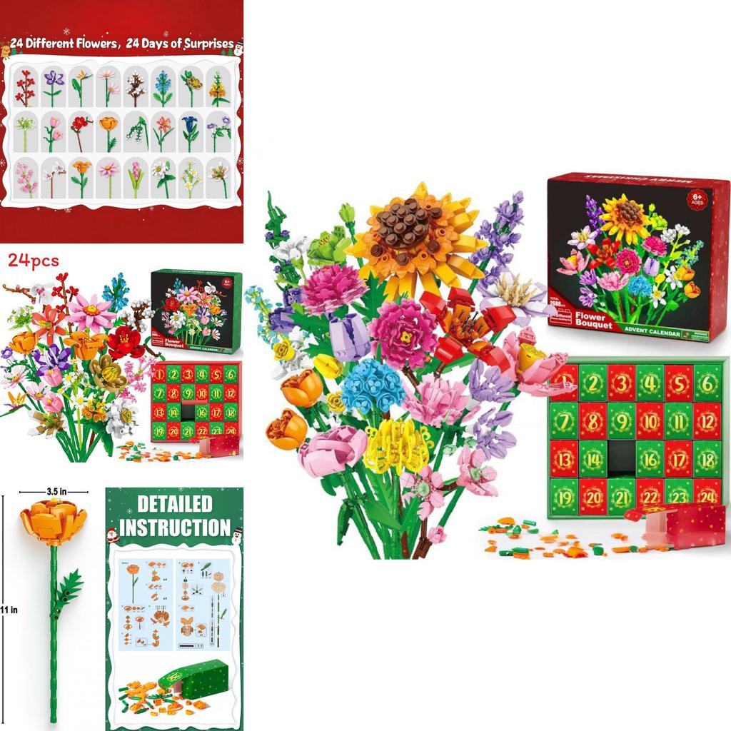 Blumenstrauß Weihnachtskalender Adventskalender Blind Box Mit DIY-Spaß für Feiertagsdekoration