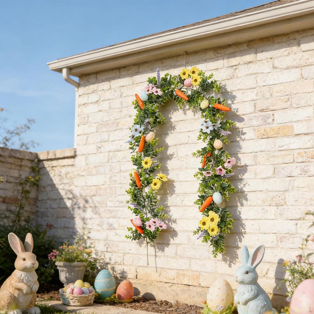 Easter Artificial Garland with Eggs 175cm Hanging Rustic Spring for Party Home