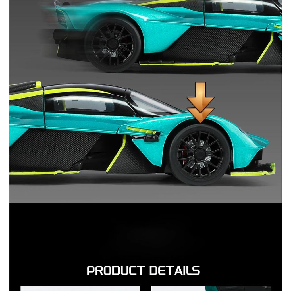 NEW 1/23 Aston Martin Valkyrie Supercar Alloy Model Car Toy Diecasts Metal Casting Sound and Light Car Toys for Children Vehicle