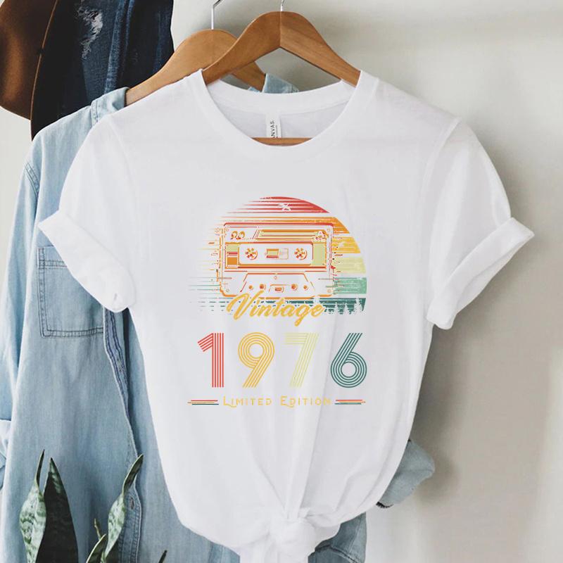 Maglietta Stampata Vintage 1976 50° Compleanno Unisex Retro Casual Tee 1976 Edizione Limitata Magliette Magliette 50° Compleanno Top Tee
