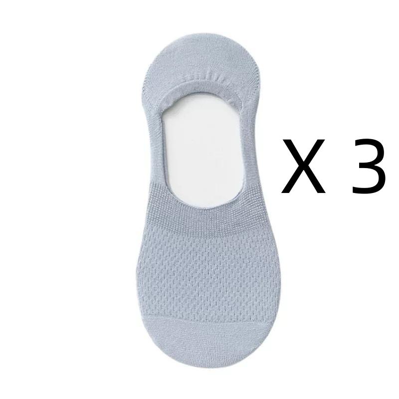 3 Pairs Women's Invisible Cotton Boat Socks Mesh Breathable Ankle Low Cut Soft Comfortable Silicone Non-Slip No Show Socks for Daily Wear