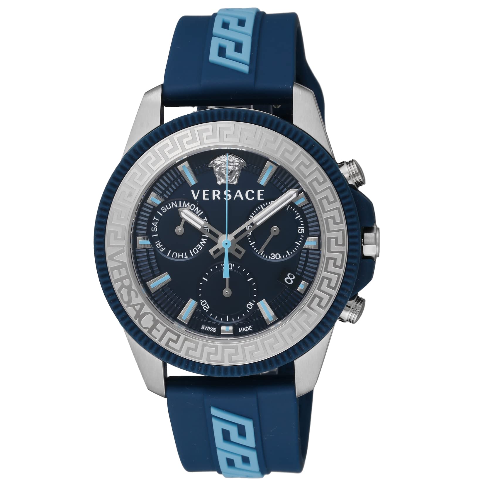 

Watch GRECA ACTION CHRONO Blue Dial Stainless Steel Sapphire Glass Quartz 45MM Swiss Watch VE3J00122 [Versace] Men s [Item] синій