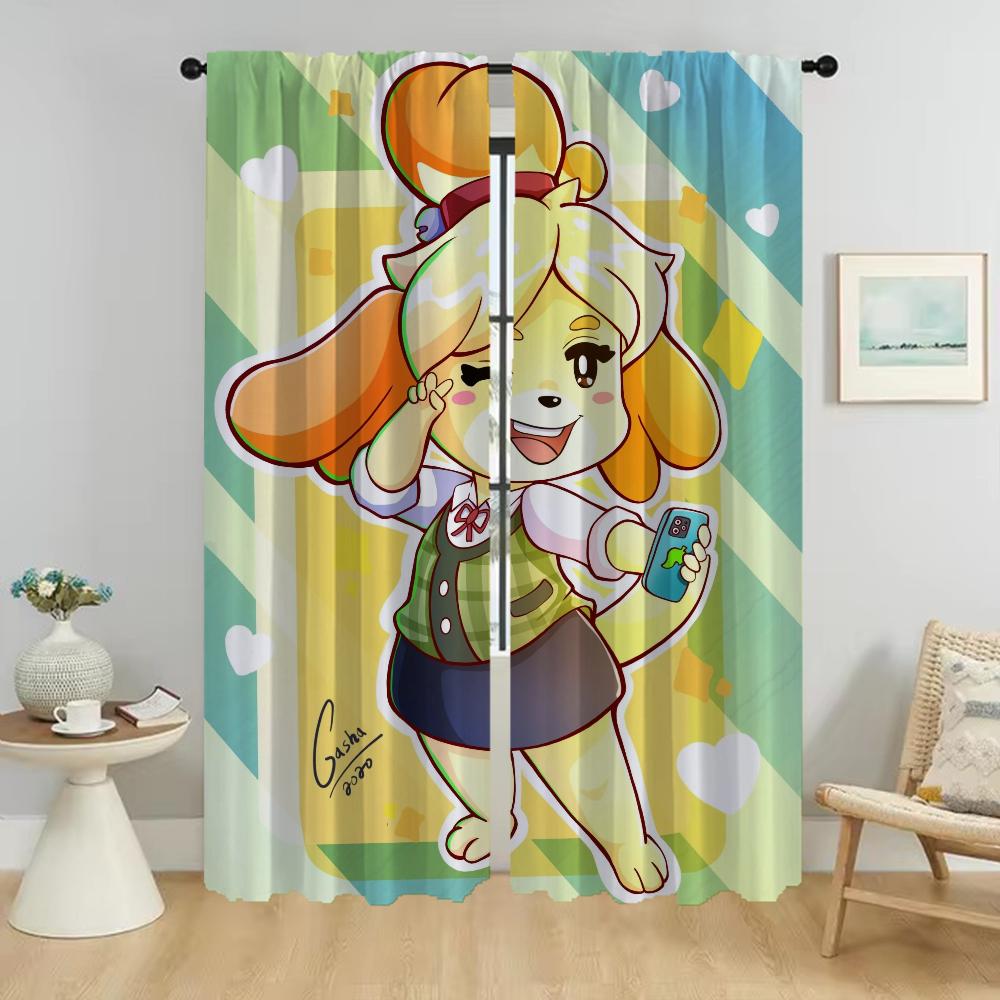 

Элегантные шторы для комнаты, 2 шт., занавески для окон Animal Crossings, тюль для спальни, домашний интерьер, шторы, украшение на Хэллоуин W50xH70cmx2pcs-CL