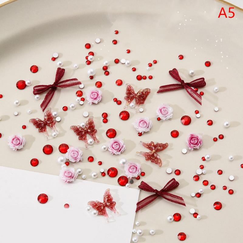 

1 Bag Nail Art Rose Ornaments Butterfly Nail Art Charm Bow Pearls Nail Decor Ornament Diy Nail A5