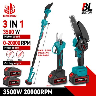 3500W Borstelloze Telescopische Stang Elektrische Kettingzaag 3-IN-1 Hoge Takkenschaar Tuinsnoeigereedschap Voor Makita 18V Batterij