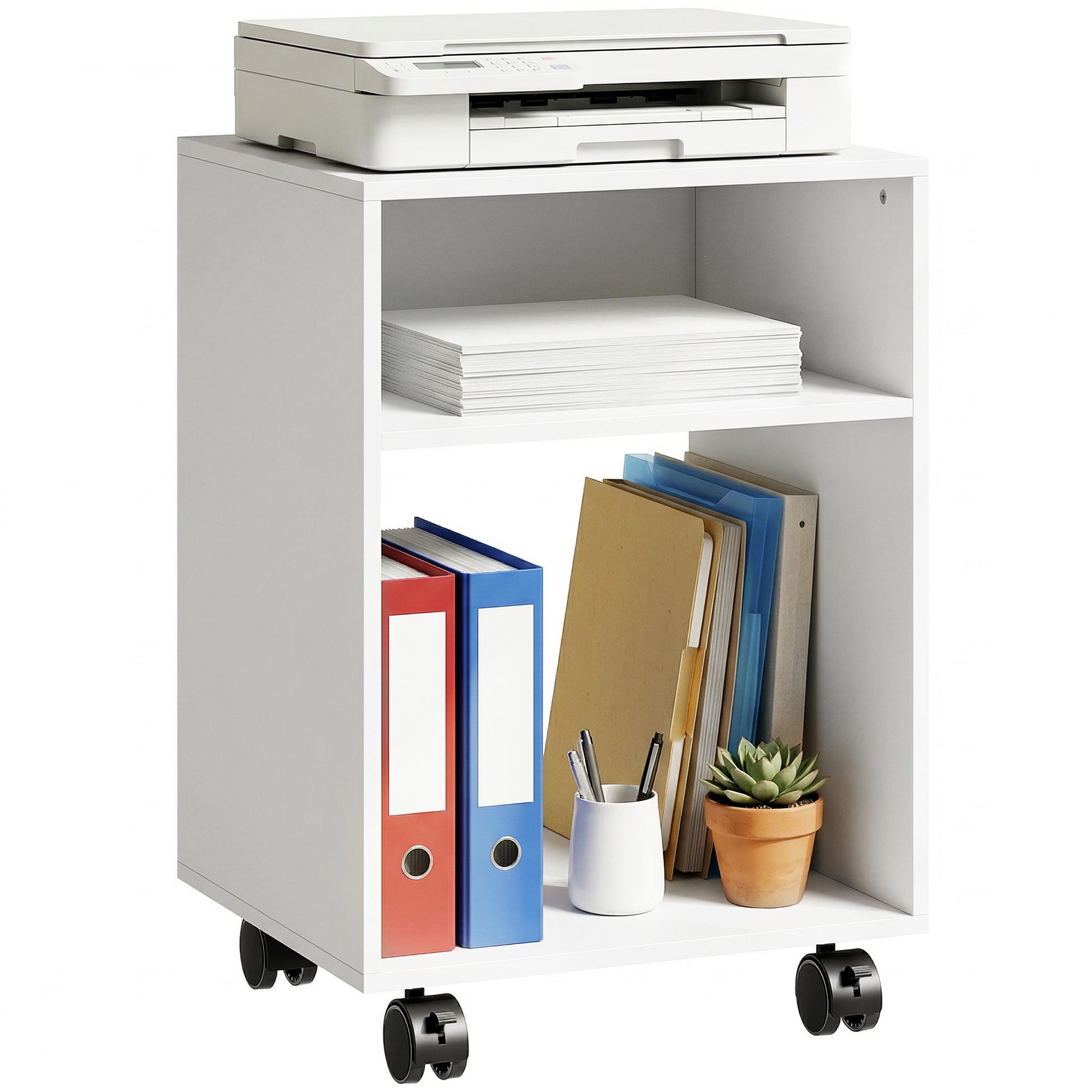 Wooden Printer Stand on Wheels with