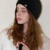 Slowslowly Fruits Fur Handmade Crochet Short Beanie _ Black