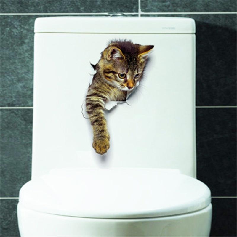 2pcs 3D Lovely Cat Wall Stickers For Kids Room Sofa Living Room Bedroom Toilet Lid PVC Stickers Art D
