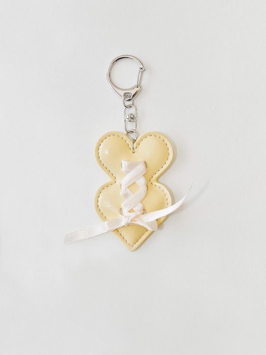 DU MATIN Double heart keyring_butter butter