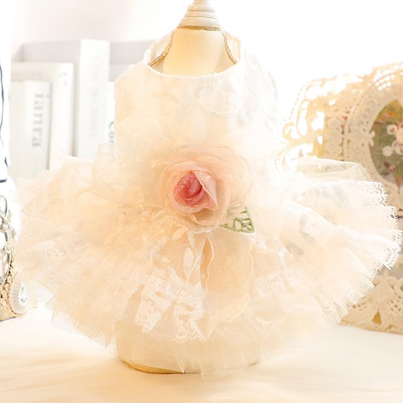 AZA Dog Wedding Dresses Retro for Small Dogs Skirt Lolita Puppy Clothes Rose Flowers Princess Costume Pet Girl Cat Cute Coat Outfits Summer Costumes