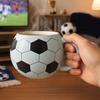 Soccer Ceramic Mug, 400ml Football Shaped Cup with Lid, Black White Hexagon Sports Drinkware for Home Office, Fan Gifts