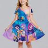Summer Fashion Polyester Lightweight Cartoon Cute Huntrix Kpop Demon Hunters Printed Girl's Dress Short Sleeved Princess Dress