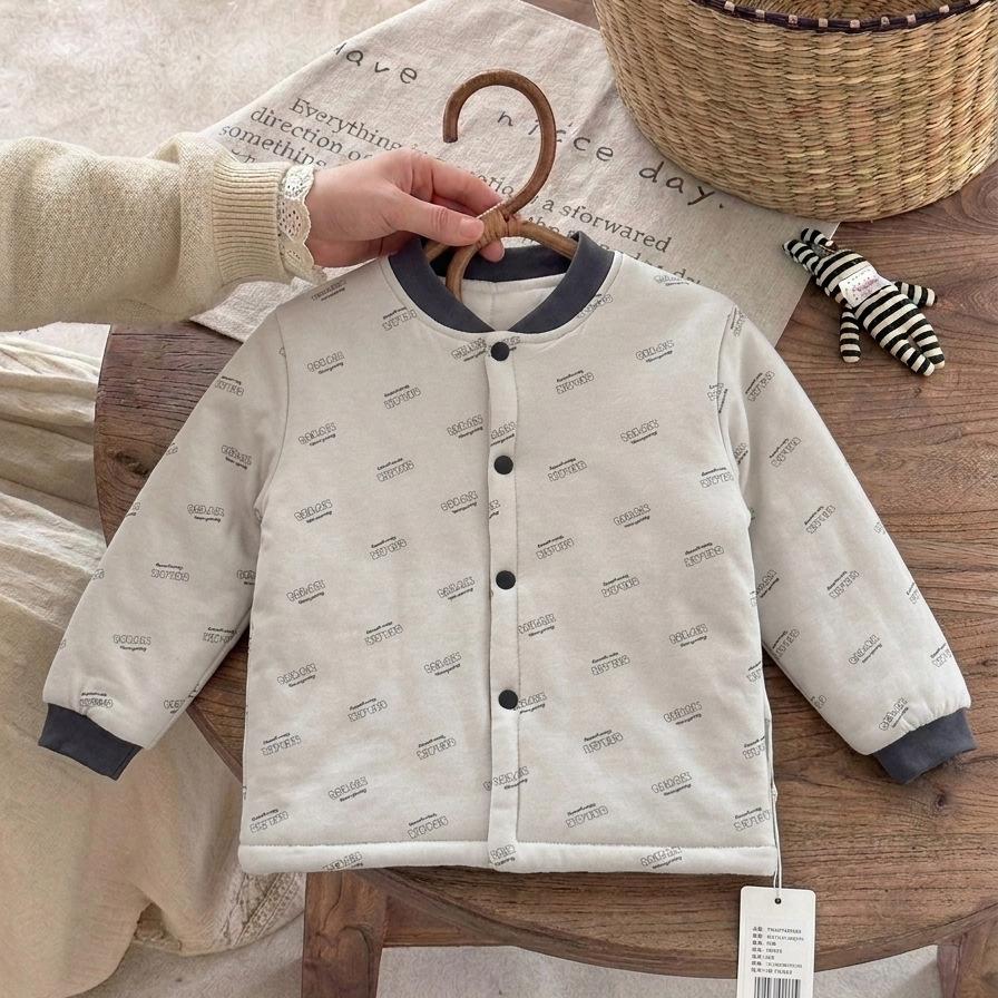 Machine washable handmade cotton-padded jacket, children's cotton-padded jacket, student school uniform with thickened warm boys cotton-padded jacket