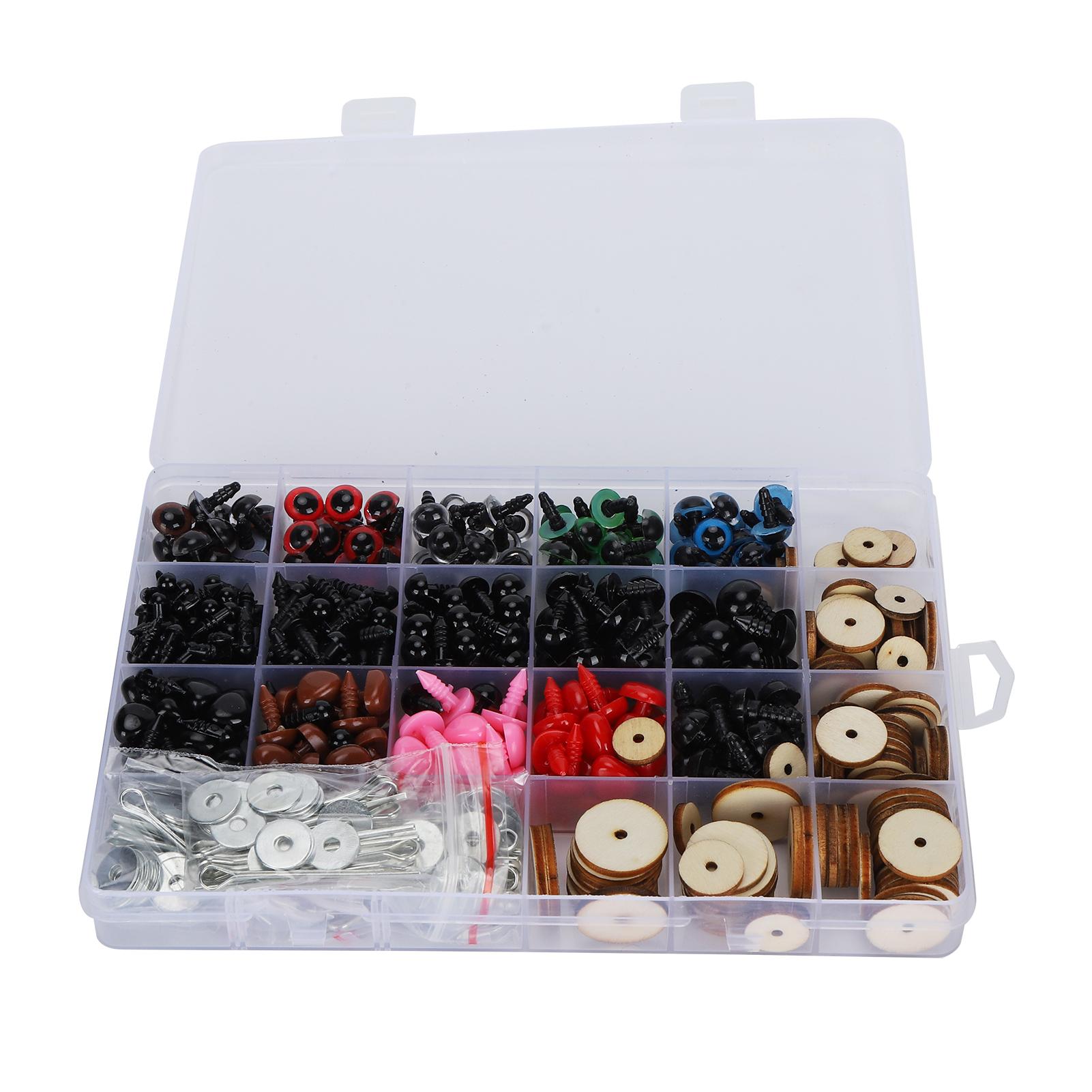 

372Pcs Plastic Eyes and Noses Pack Safety DIY Craft Kit Set with 50 Set Joints Storage Box
