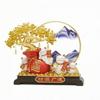Waving Auspicious Cat with Wealth Tree Good Luck for Grand Opening, Office Shelf