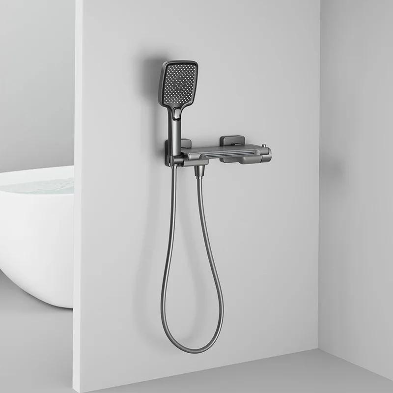 Wall Mounted Waterfall Bathtub Faucet Shower Head Set Household Bathroom Brass Hot and Cold Mixer Valve Bath Shower Faucet