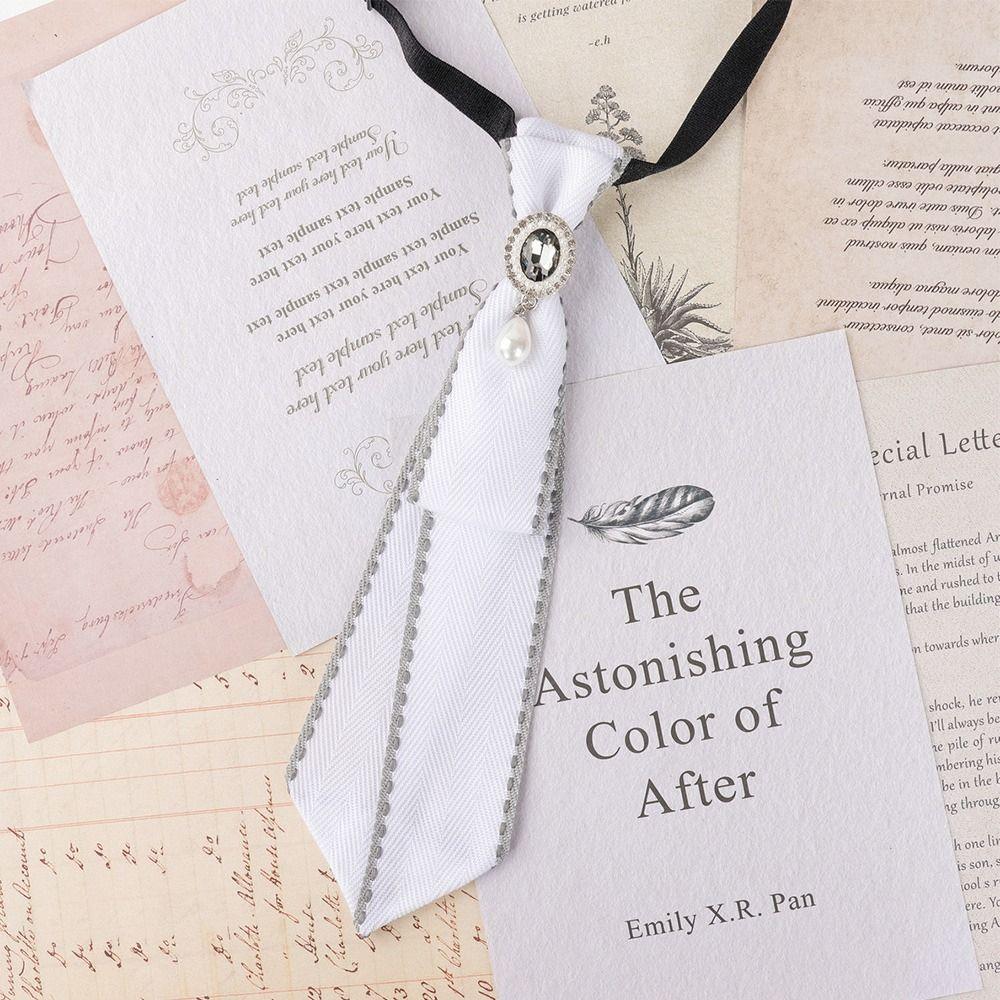Pre-tied Chain Necktie Pearl Bowtie Fashion Cravat School Uniform
