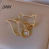 Hat Decoration Pin Women Brooch Hollow Fox Decor Stainless Exquisite Anti-slip Wear-resistant Coat Collar Scarf Clothes Garment Jewelry
