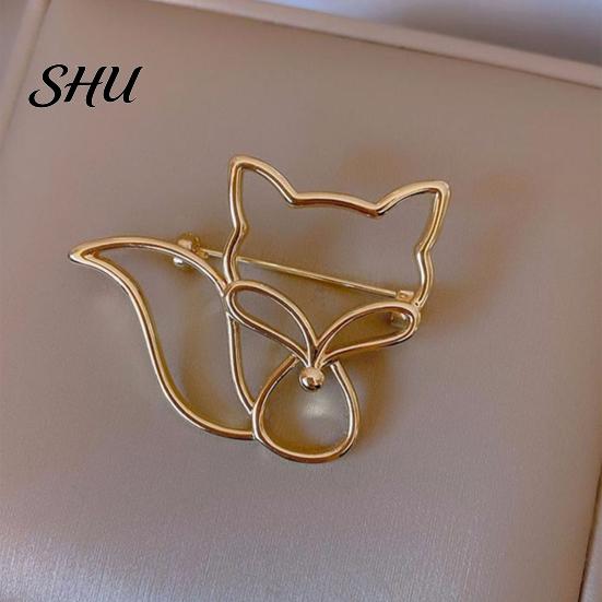 Hat Decoration Pin Women Brooch Hollow Fox Decor Stainless Exquisite Anti-slip Wear-resistant Coat Collar Scarf Clothes Garment Jewelry