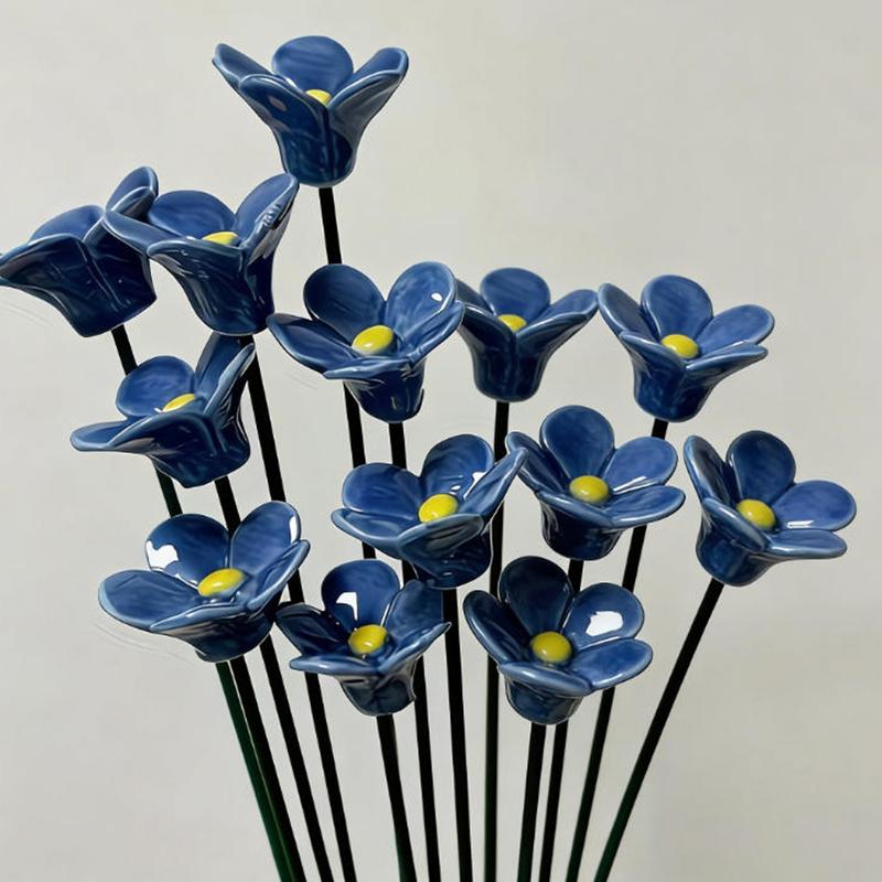 6/8/10pcs Handcrafted Ceramic Forget Never Fades Eternal Ceramic Flowers Home Ornament Indoor And Outdoor Home Decor