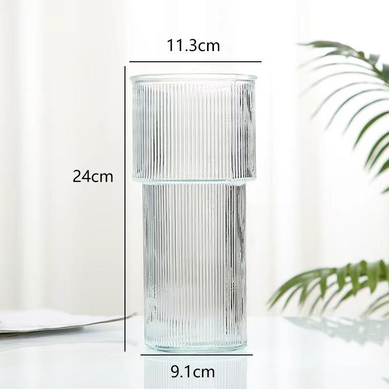 Nordic Cone-Shaped Transparent Glass Vase for Lucky Bamboo and Flowers