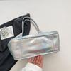 Korean Fashion Holographic Leather Womens Underarm Shoulder Bags Large Capacity Ladies Commute Shopping Bags Soft Tote Handbags