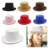 Solid Color Flat Top Hat Wool Magician Hat Music Festival Caps Adult Headdress