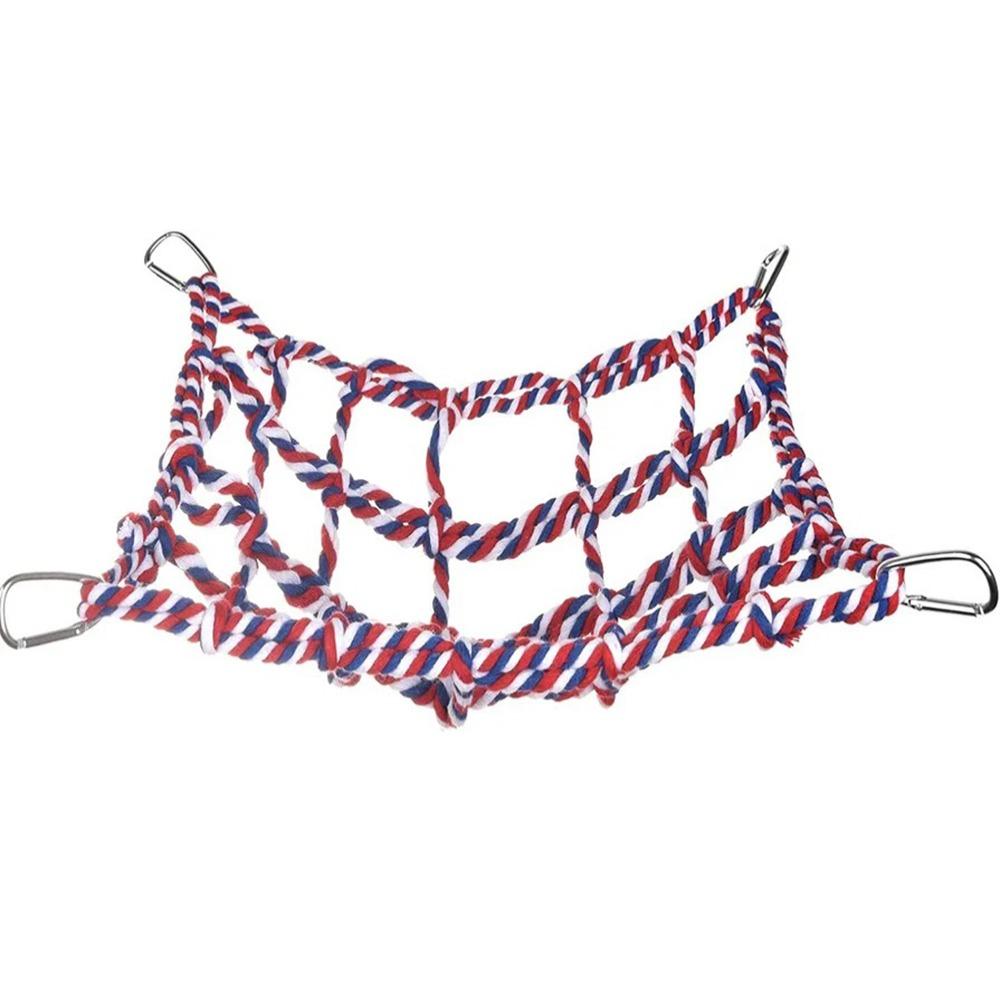 

Creative Cotton Rope Pet Climbing Net Colorful with Hook Parrot Toy Hammock Net Small Animal червоний