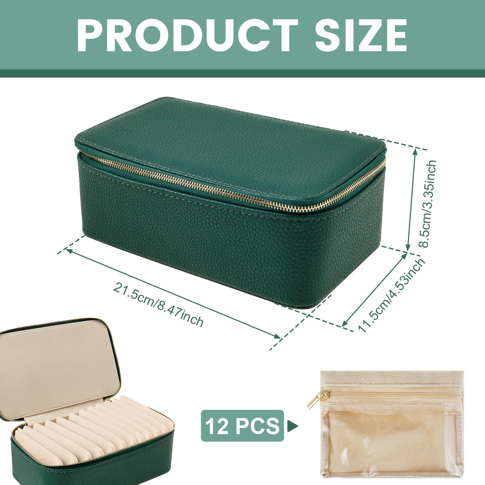 

Портативная коробка для хранения ювелирных изделий Мини-кейс для ювелирных изделий с 12 бархатными кармашками на молнии Домашняя Дорожная Витрина для хранения серег и ожерелий зелёный