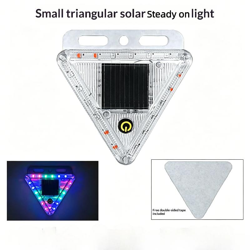 Solar-Powered Triangle Led Warning Light Car Night Safety Flashing Led Light Car Warning Lamp Anti-Collision Wide Tail Light Steady on
