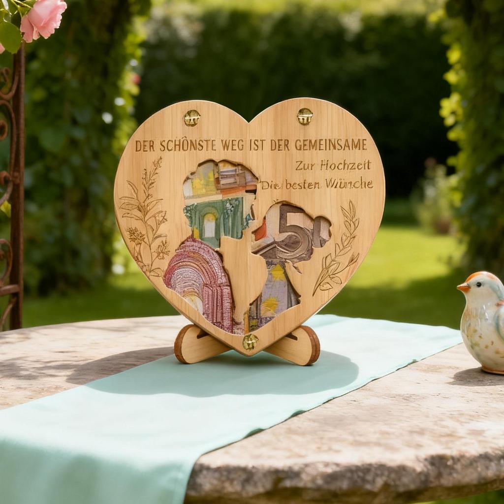 Porte-argent de mariage en bois en forme de cœur Décoration de mariage Enveloppes de mariage Cadeau pour jeunes mariés Nouveaux mariés Mariée