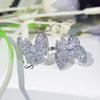 Original  Sterling Silver Bride  Sets Women Wedding Lovely Little Butterfly Ring Necklace Earrings Sets Silver