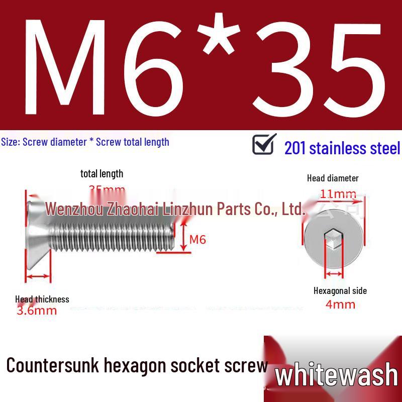 201 Stainless Steel Hex Socket Countersunk Flat Head Screws