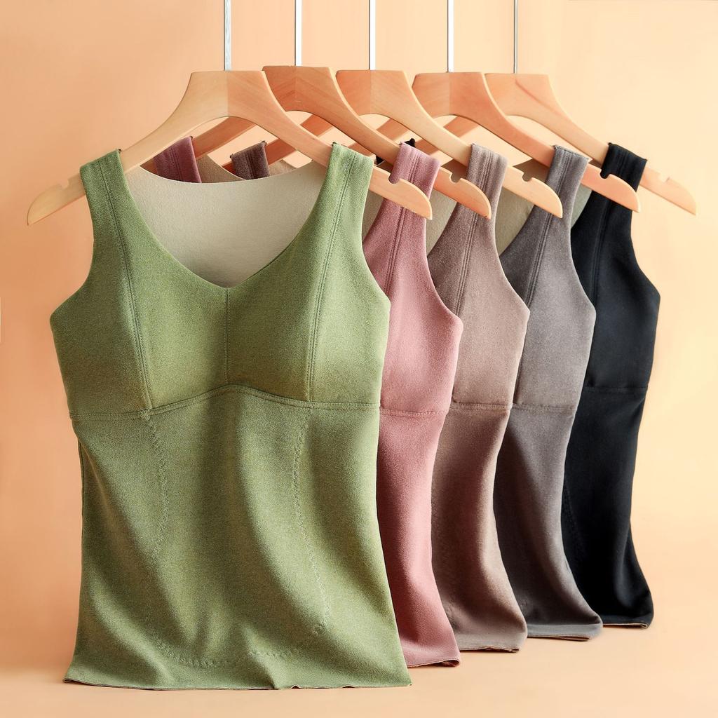 Womens Self Heating Velvet Thermal Vest Built In Brushed Padded Plus Size Winter Underwear