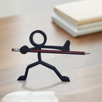 Soporte para Bolígrafos con Figura de Línea Impresa en 3D Soporte de Escritorio para Lápices Figura de Guerrero Line Art para Decoración de Escritorio en Casa Oficina Estudiantes Amantes de los Juegos