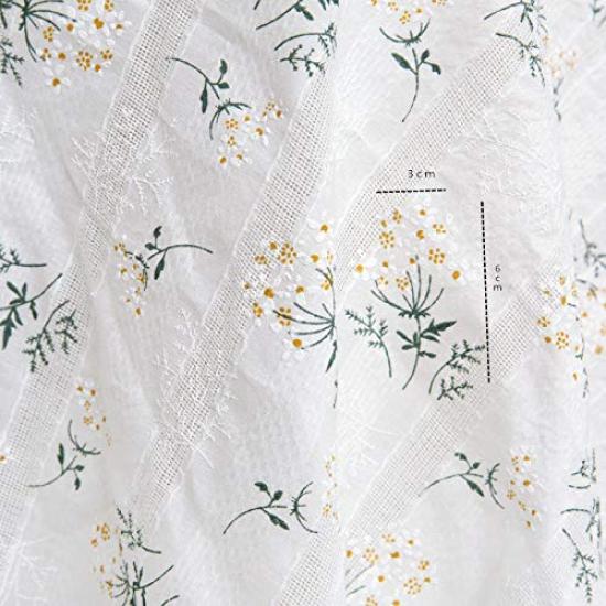 Wdlife Lace Fabric Embroidered Gauze 100 percent Cotton Jacquard Floral 2 m Cut (White)