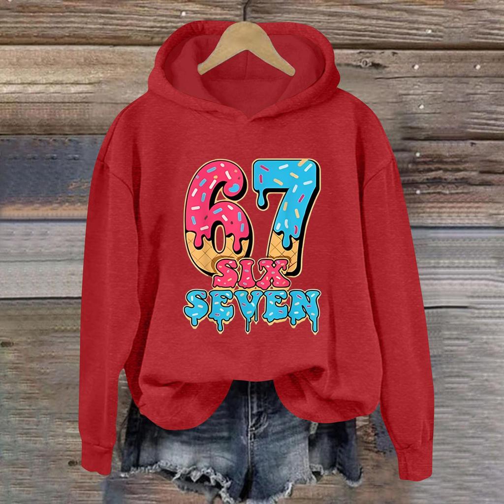 Damen Modisches Lässiges Langärmliges Bedrucktes Kapuzensweatshirt