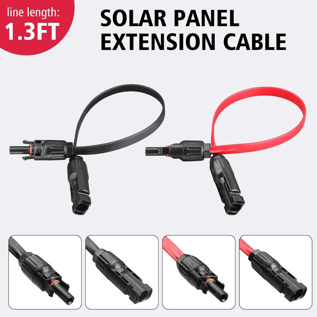 JMUYTOP 12AWG Solcellepanelkabel 4mm2 Flat Solcelle Fotovoltaisk Ledning 30A Vindus Balkong Solcelleledning For ecoflow/Anker/allpower