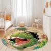 Cartoon Dinosaur Round Area Rug–Soft Washable Floor Mat for Kids' Room or Living Room – Non-Slip Play Area Carpet, Nursery Decor