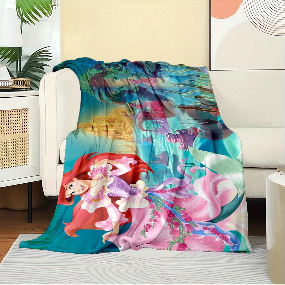 1pc Flannel Undersea Princess Ariel Mermaid Bed Sheet Quilt Cover Sofa Blanket Birthday Gift Home Decoration