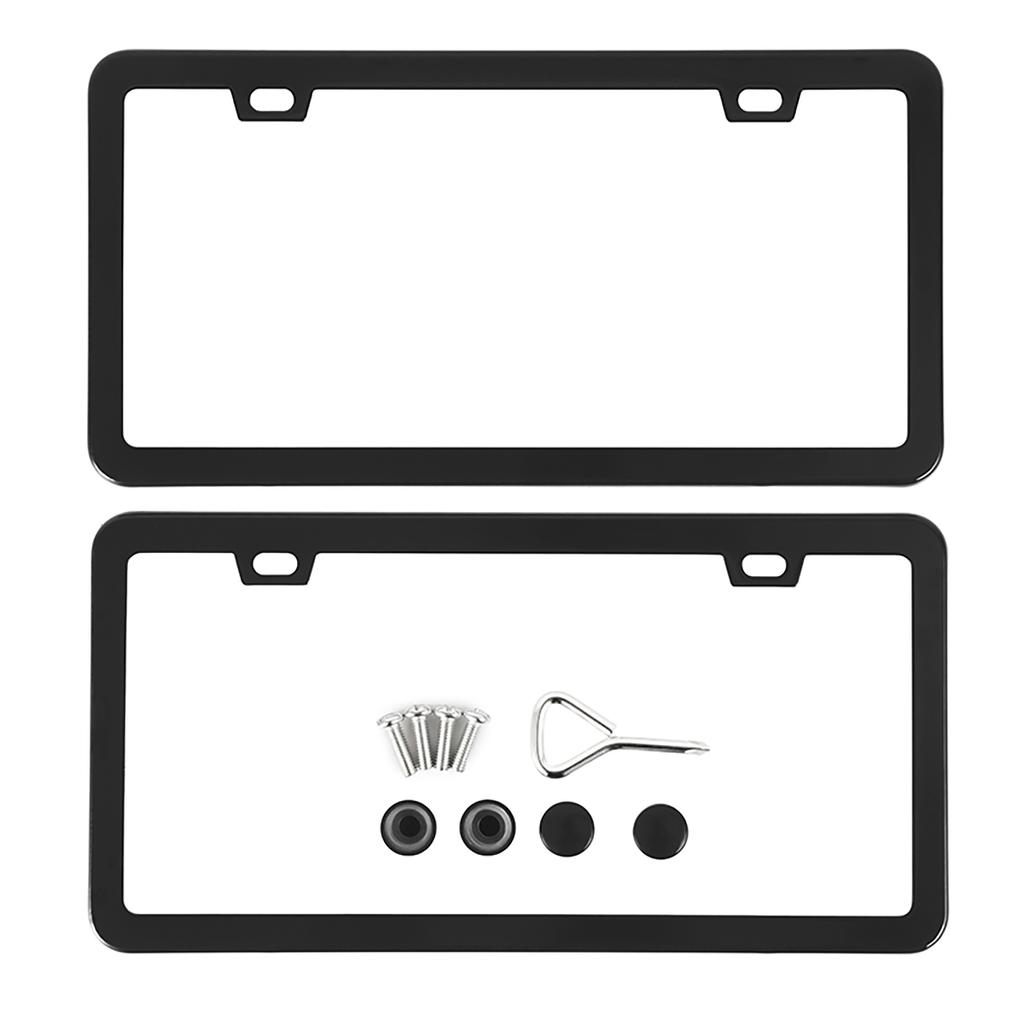 2pcs Car Parts Stainless Steel USA Flag License Plate Frame Cover For USA Standard Car License Plate Holder