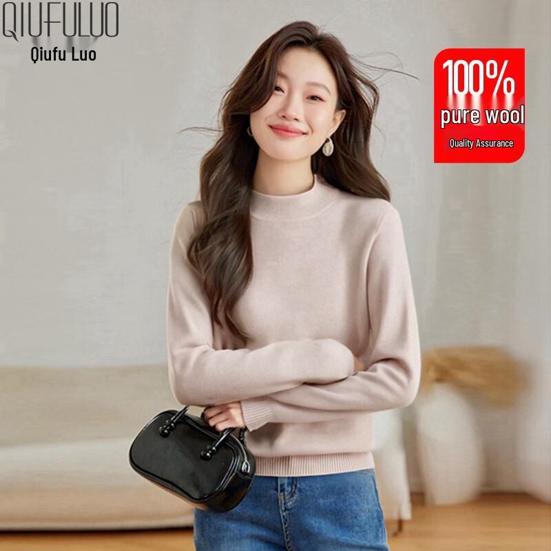

Qiufuluo Women s 100% Pure Wool Mock Neck Base Layer Sweater L