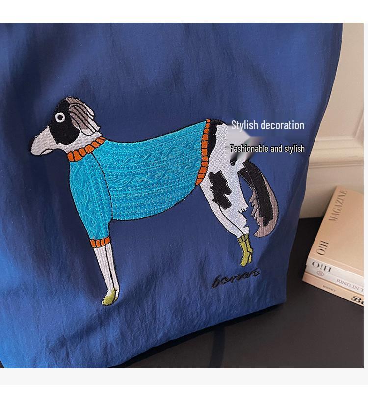 Spring Japanese Embroidered Eco-friendly Women's Shoulder Bag - Trendy, Large Capacity, Lightweight Tote