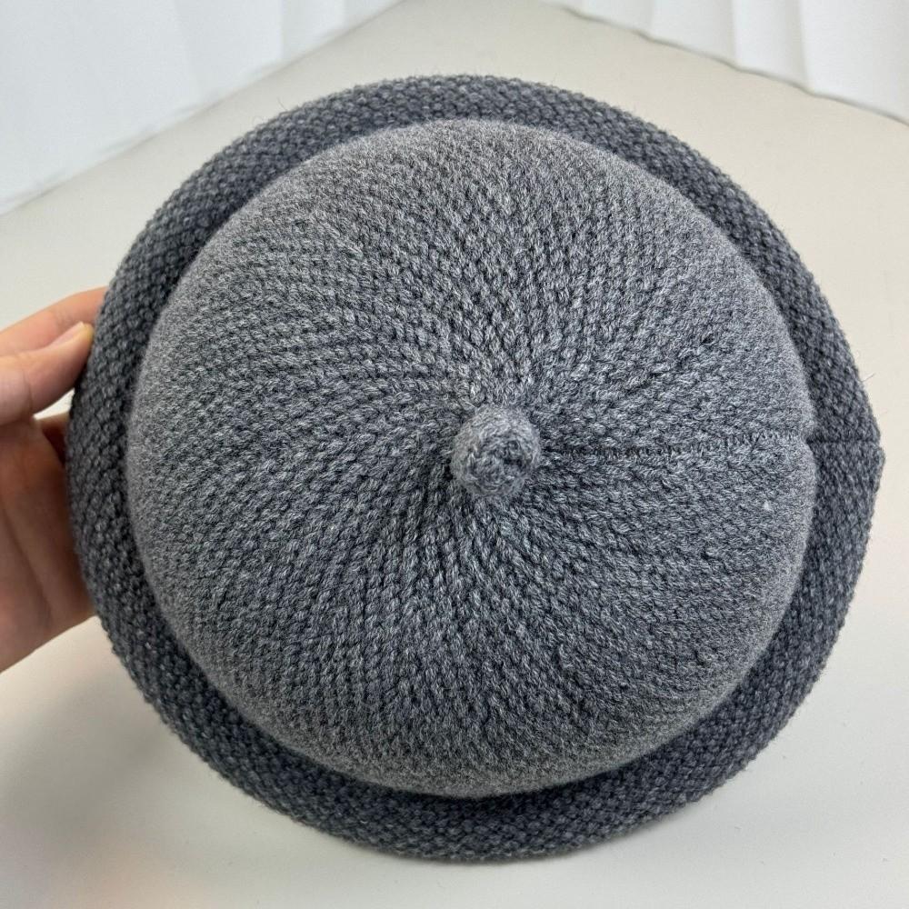 Keep Warm Knitted Melon Skin Hats Solid Color Landlord Hats Fashion Painter Hats  Winter