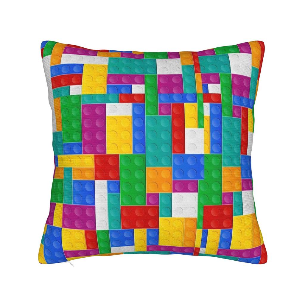 Classic Red Green Blue Yellow Building Blocks Bricks Pillow Case Comfy Pillow Cover Funny Pillowcases For Living Room Sofa