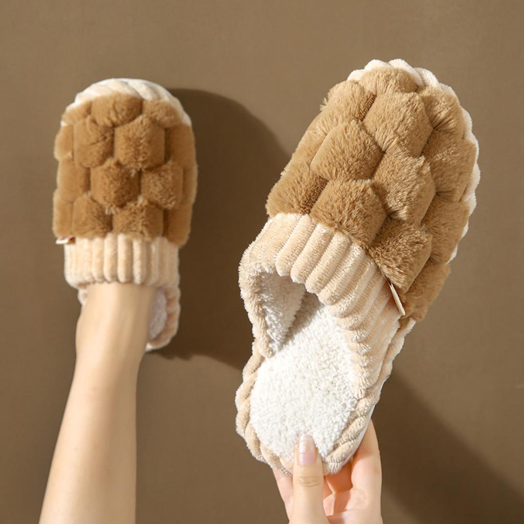 Simple and Stylish Indoor Home Comfort, Anti Slip and Warm, Soft Bottom, Silent Fur Slippers for Couples